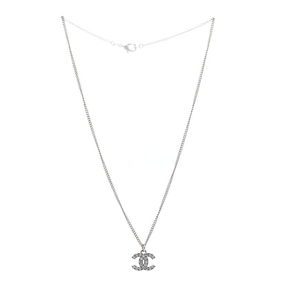 Chanel Crystal Timeless CC Necklace Silver 3 of 5
