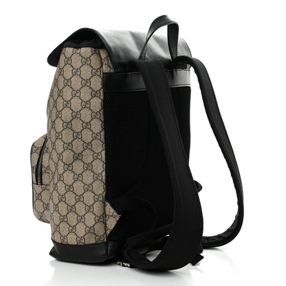 Gucci GG Supreme Monogram Single Buckle Backpack Beige Black 3 of 12