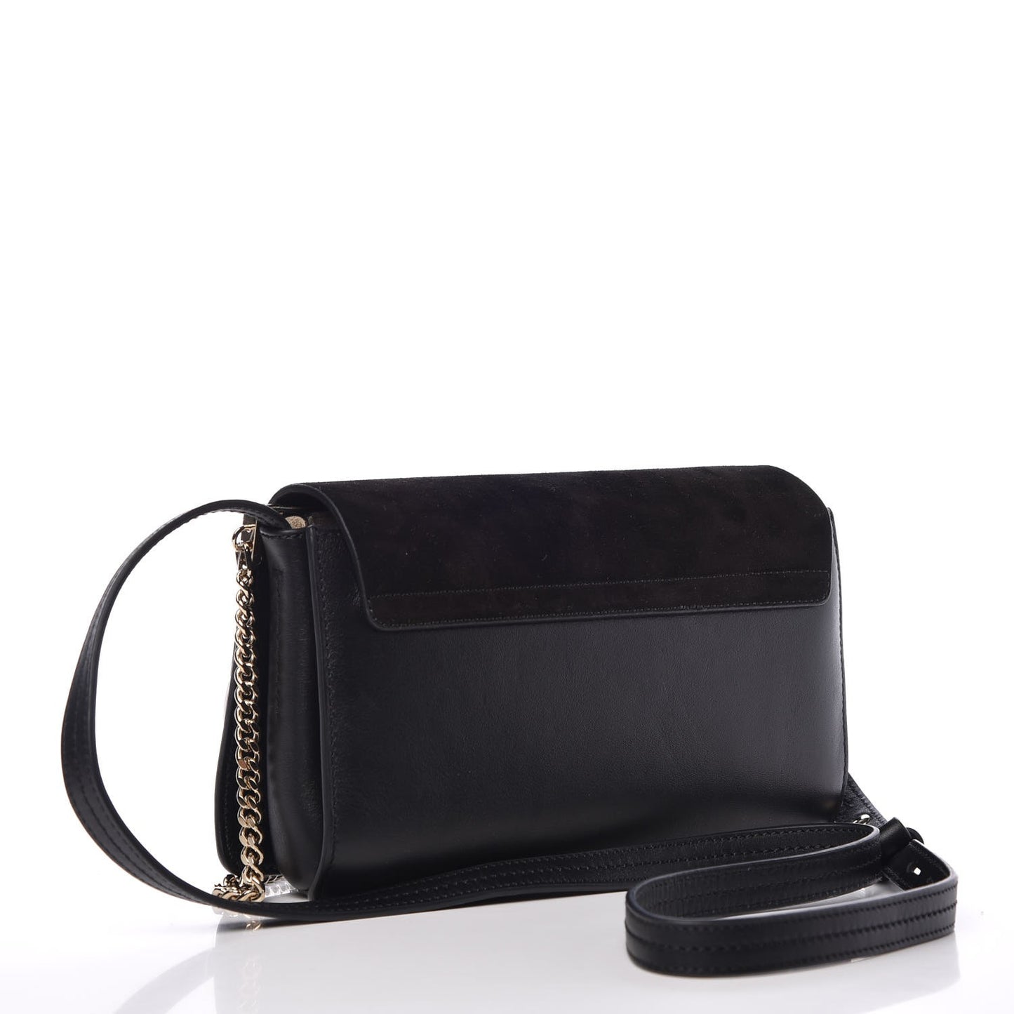 Suede Calfskin Small Faye Shoulder Bag Black