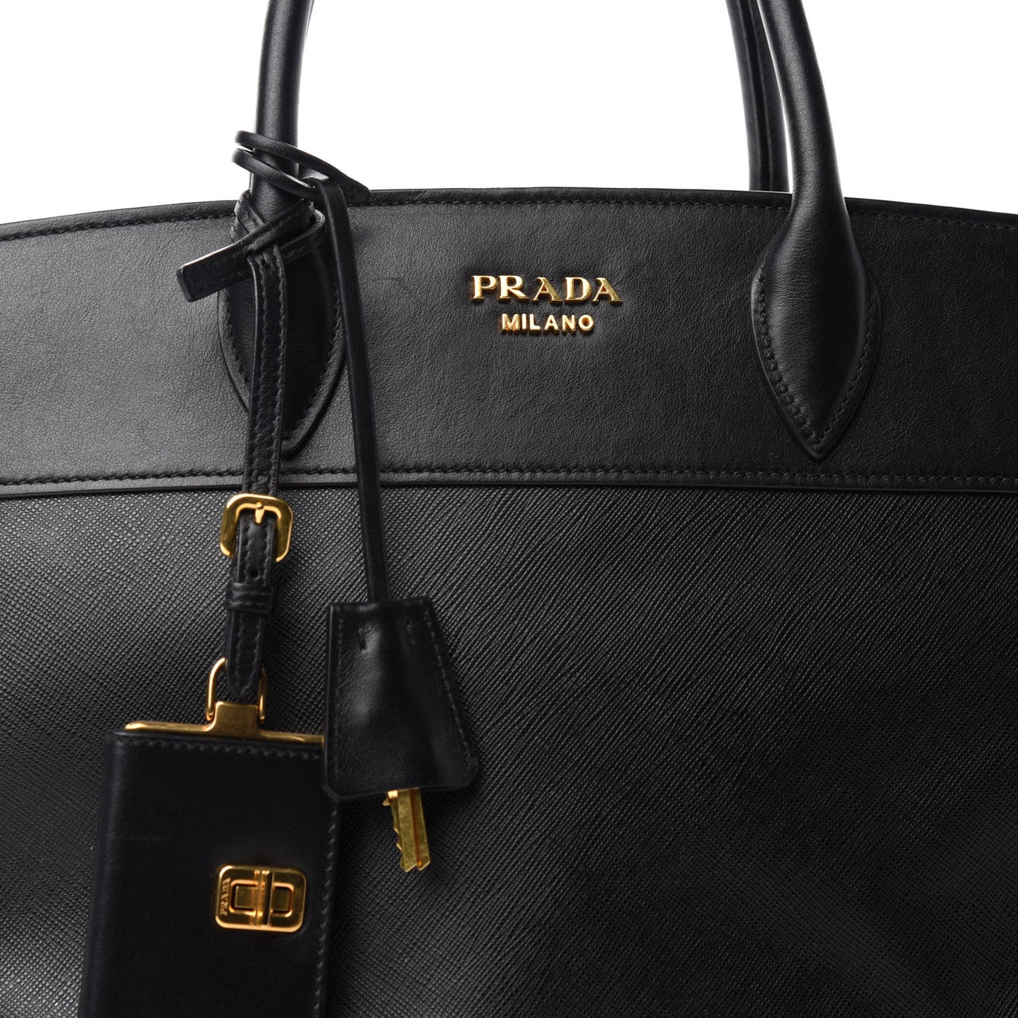 Saffiano City Calfskin Medium Esplanade Tote Black