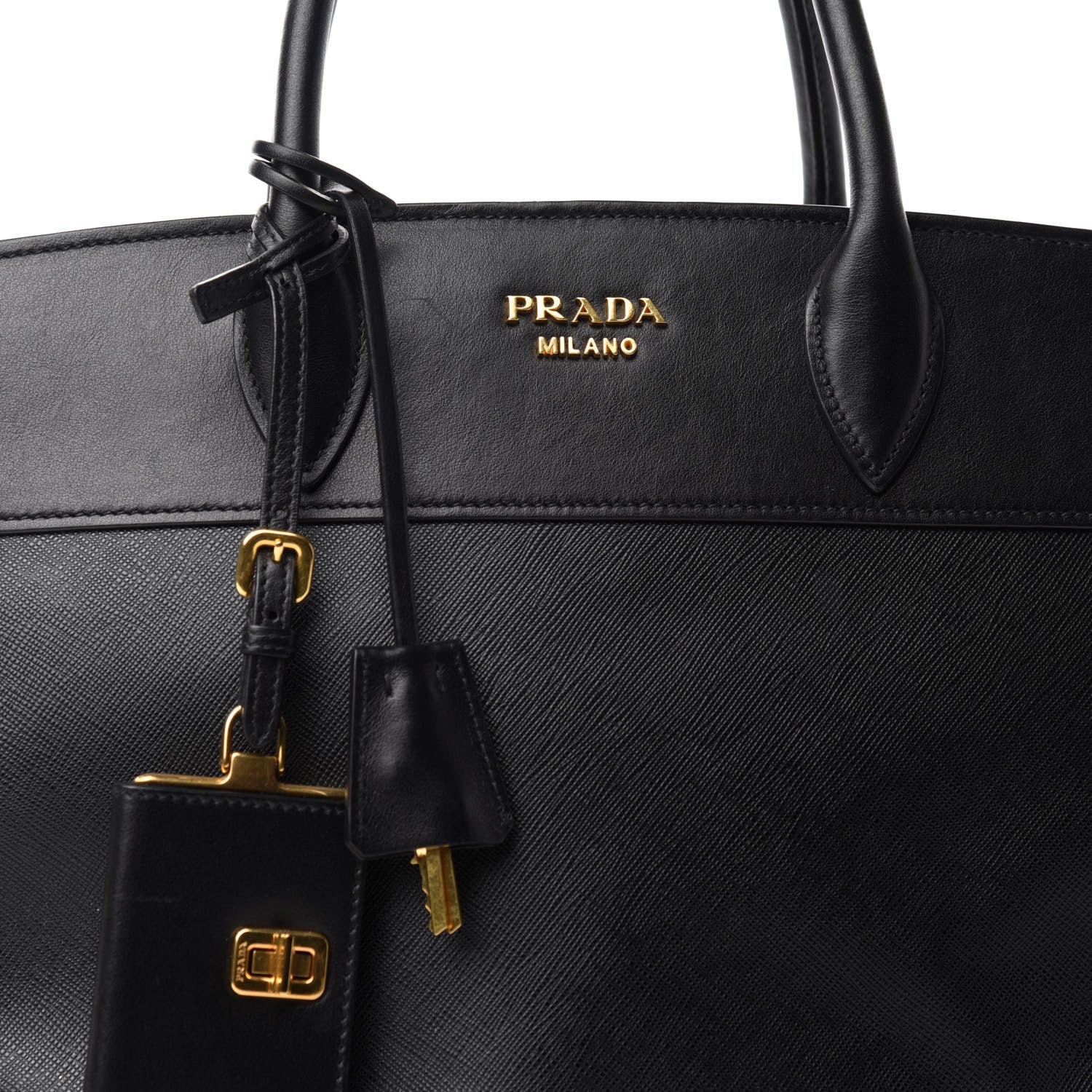 Prada Saffiano City Calfskin Medium Esplanade Tote Black 10 of 10