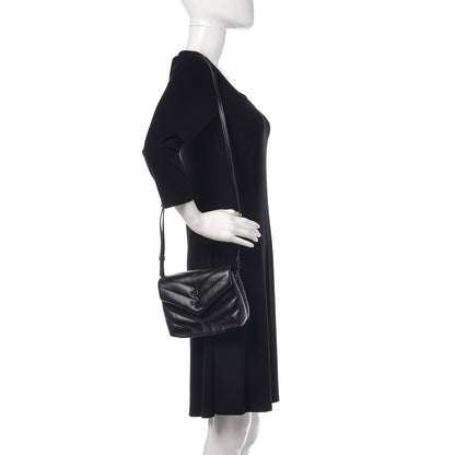 Saint Laurent Calfskin Y Quilted Monogram Toy Loulou Crossbody Bag Black 2 of 14
