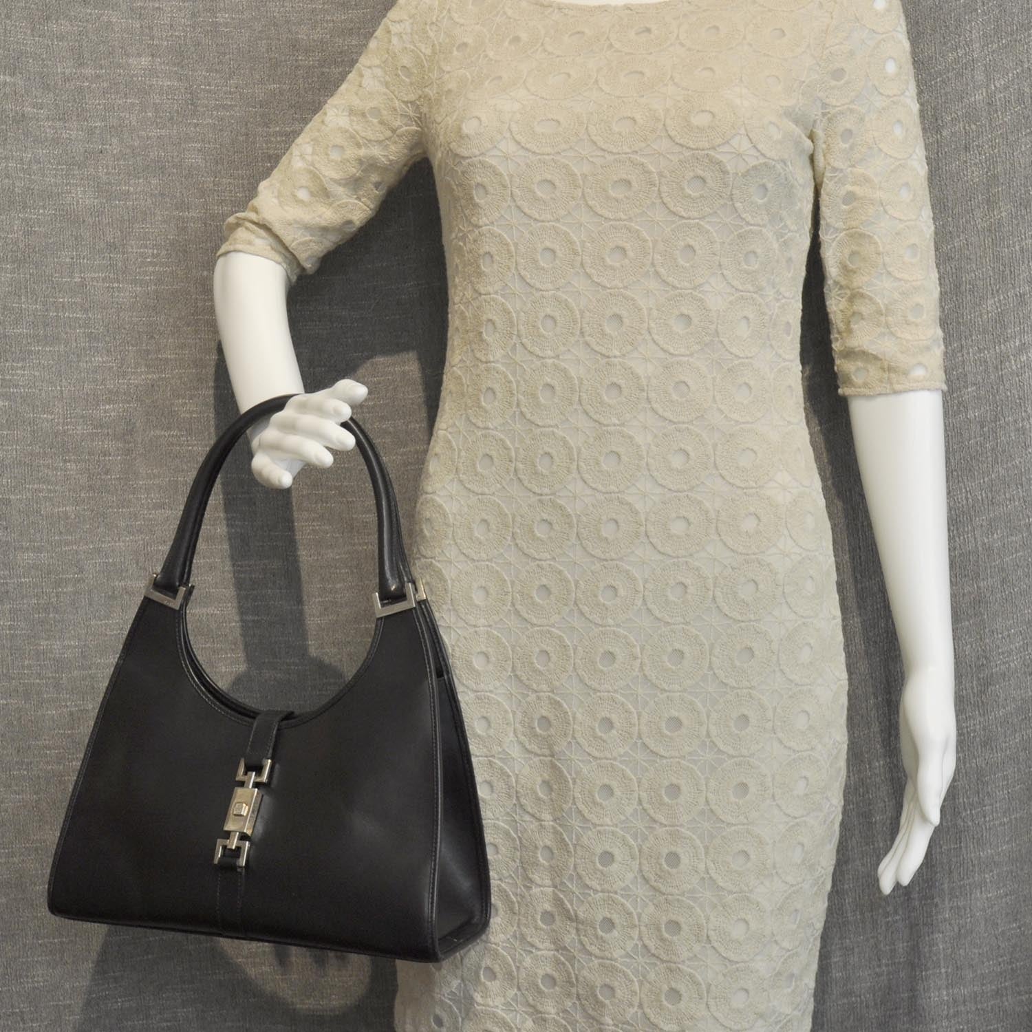 Gucci Leather Bardot Shoulder Bag Black 2 of 8