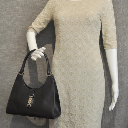 Gucci Leather Bardot Shoulder Bag Black 2 of 8