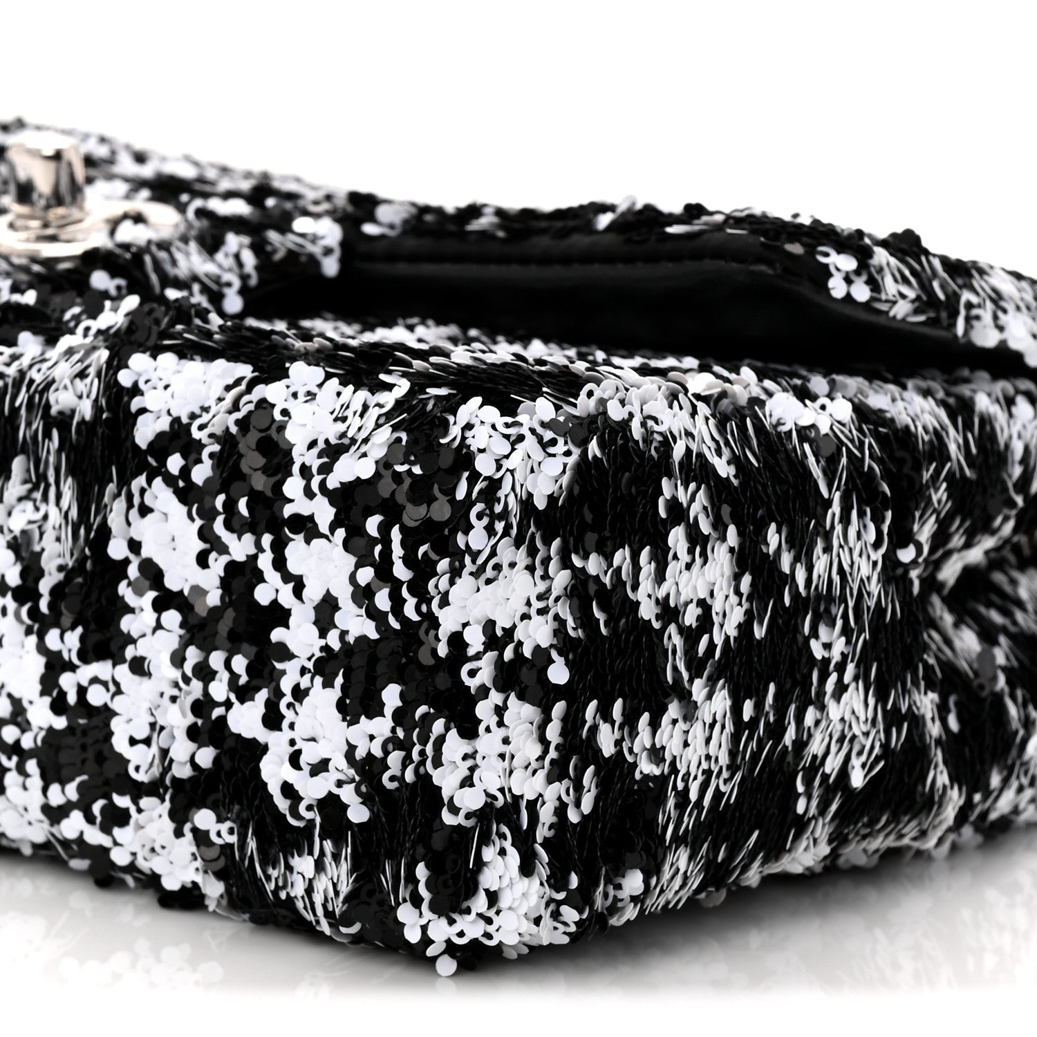 Chanel Sequin Houndstooth Small Flap Black White 10 of 10