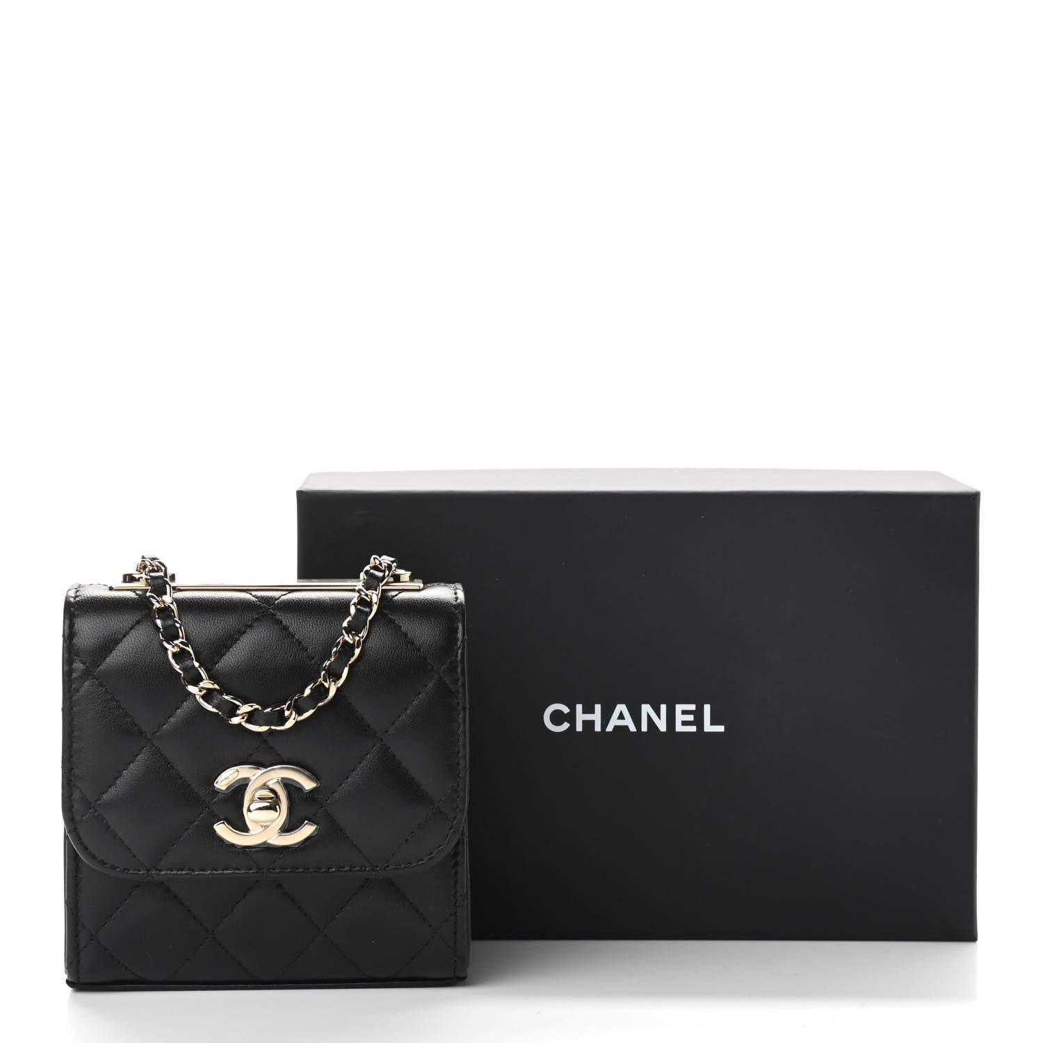Chanel Lambskin Quilted Mini Trendy CC Chain Wallet Black 11 of 11