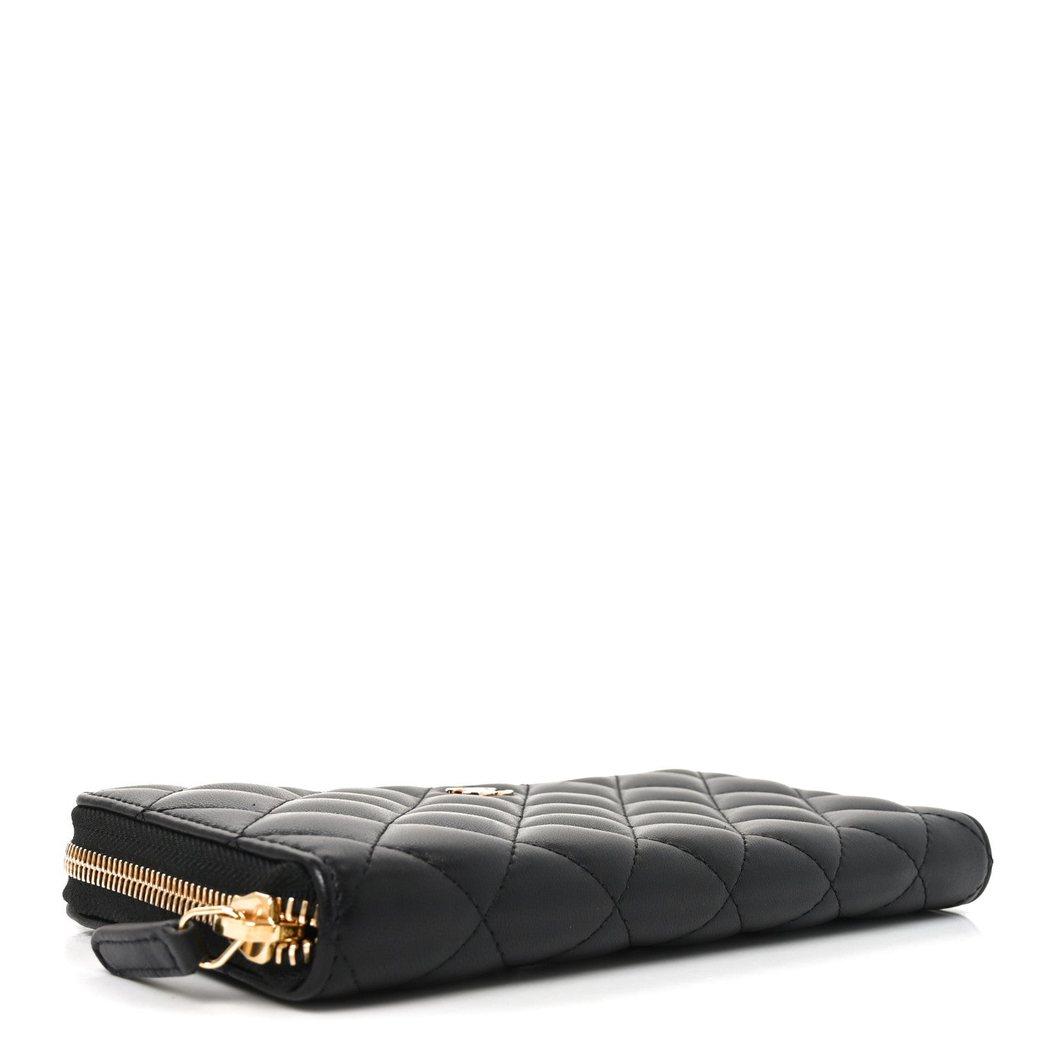 Chanel Lambskin Quilted Large Gusset Zip Around Wallet Black 4 of 9