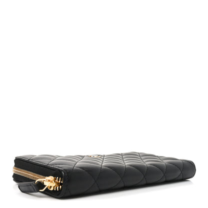 Chanel Lambskin Quilted Large Gusset Zip Around Wallet Black 4 of 9