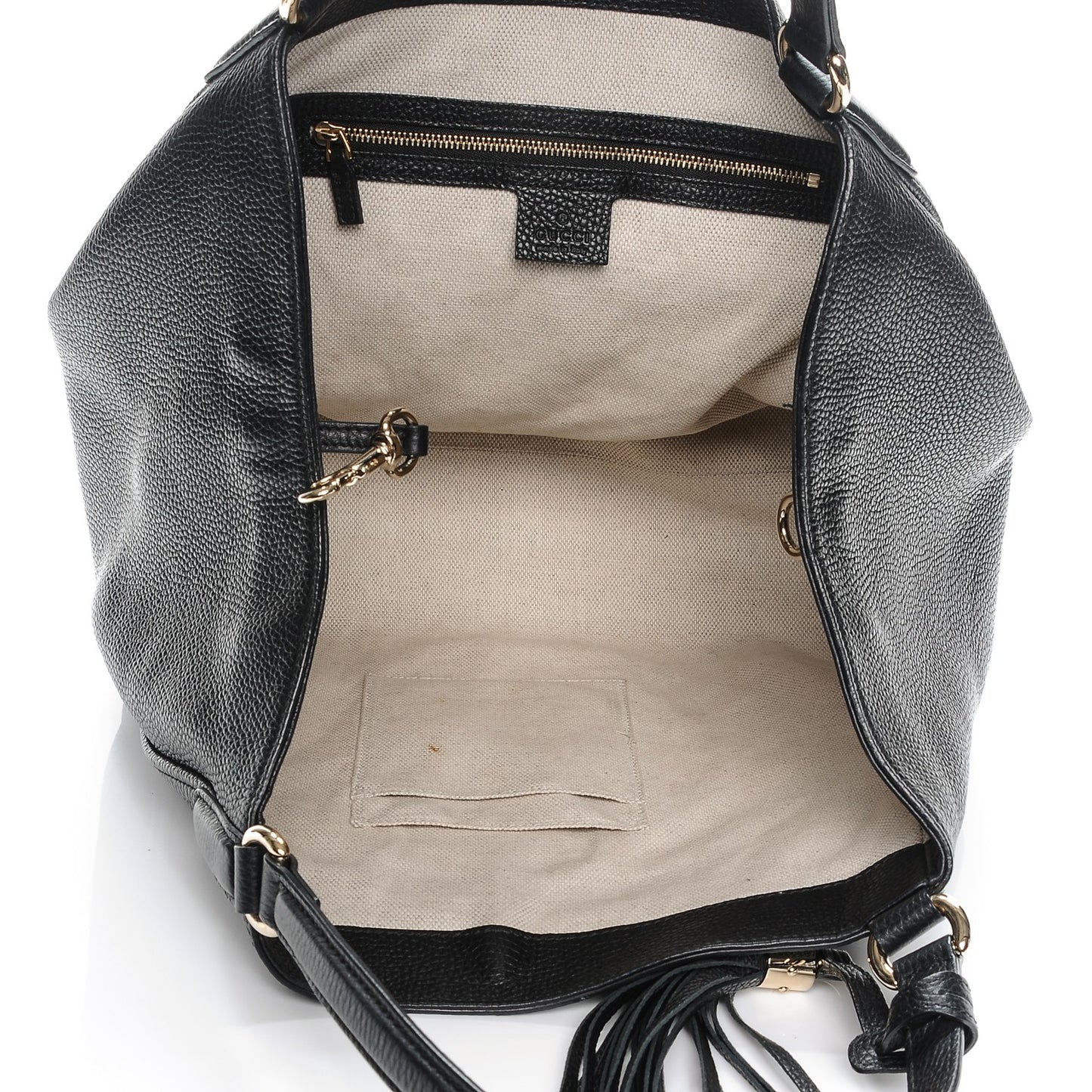 Pebbled Calfskin Medium Soho Shoulder Bag Black