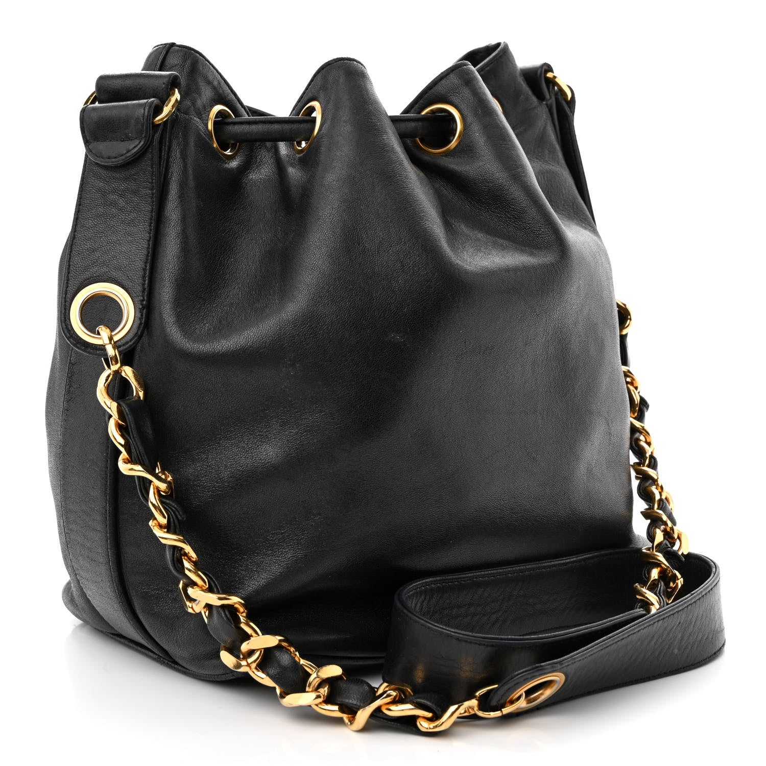 Chanel Lambskin CC Drawstring Bag Black 4 of 18