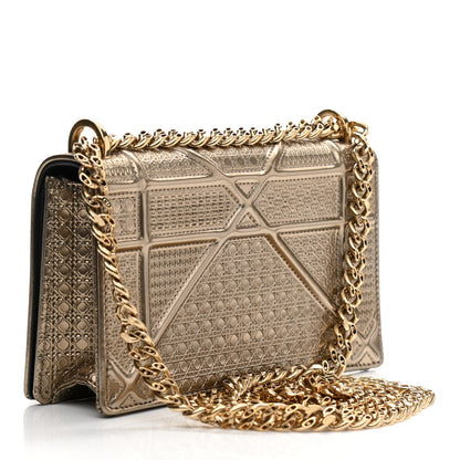 Christian Dior Metallic Patent Micro-Cannage Mini Diorama Flap Bag Gold 2 of 9