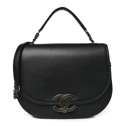 Chanel Shiny Calfskin Goatskin Quilted Medium Coco Curve Messenger Flap Black 1 of 10