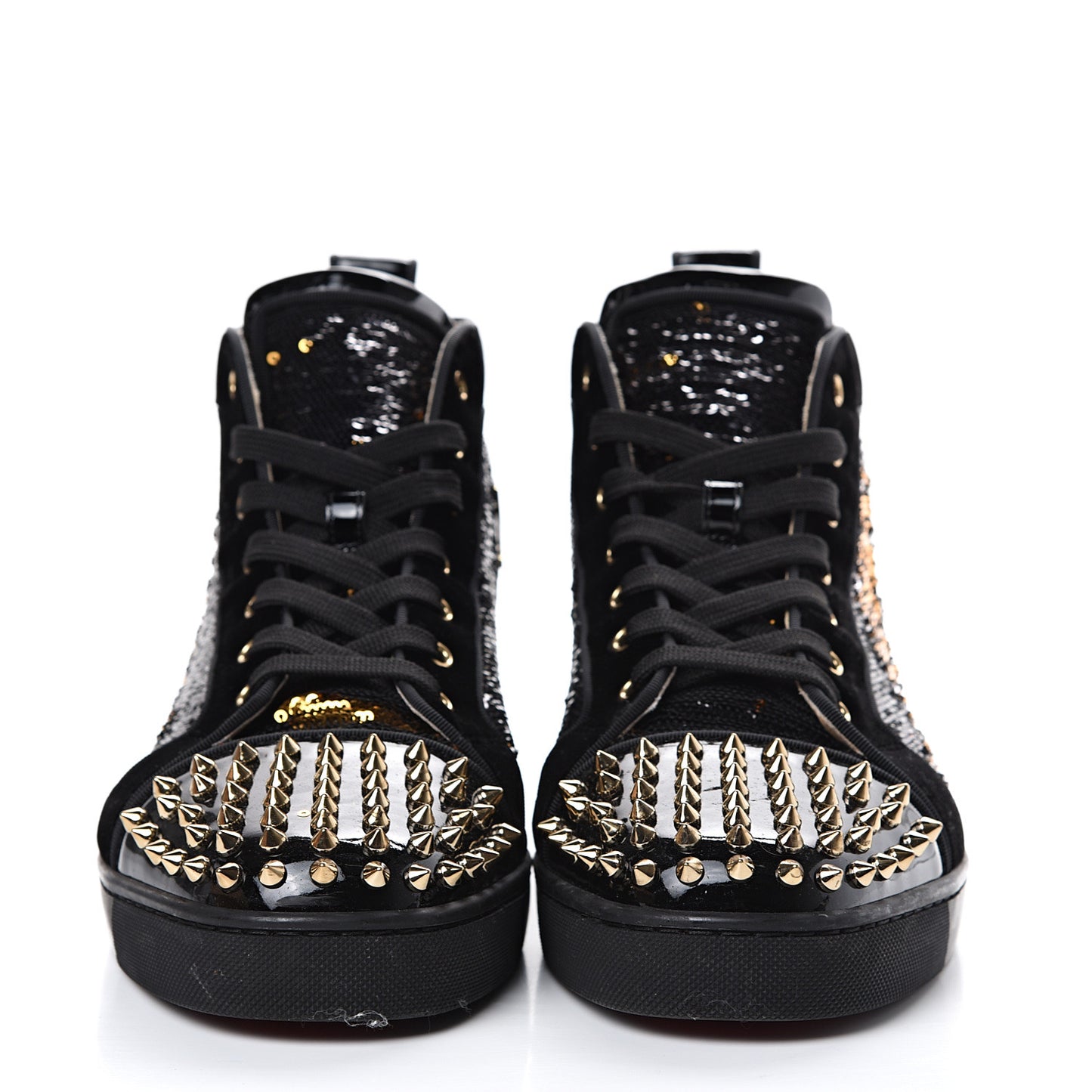 Patent Velvet Sequin Mens Louis Spikes Flat Sneakers 43 Black
