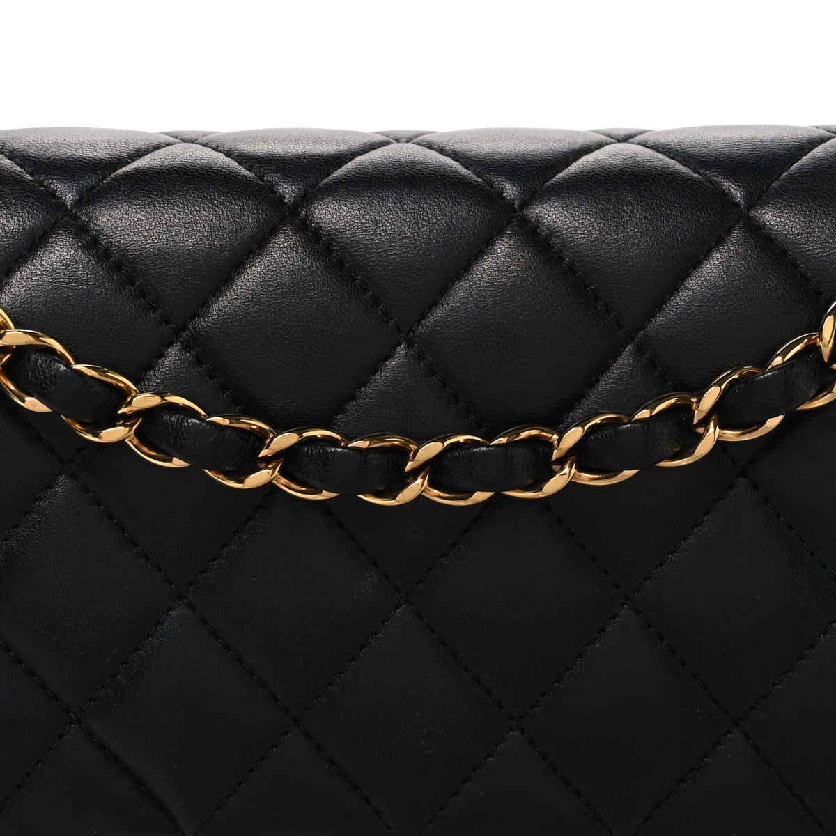 Lambskin Quilted Medium Double Flap Black