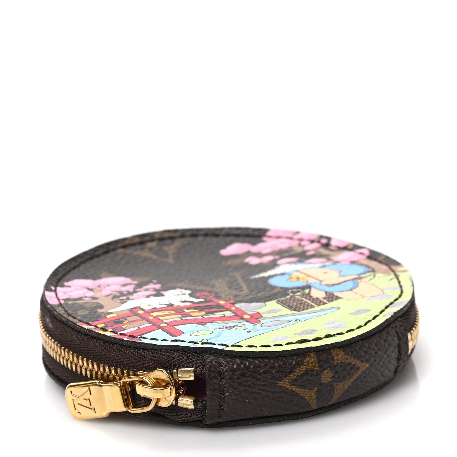 Louis Vuitton Monogram 2021 Christmas Animation Japanese Garden Round Coin Purse Wisteria Pink 4 of 6