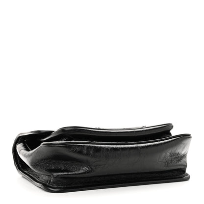 Saint Laurent Crinkled Calfskin Matelasse Monogram Baby Niki Chain Satchel Black 4 of 10