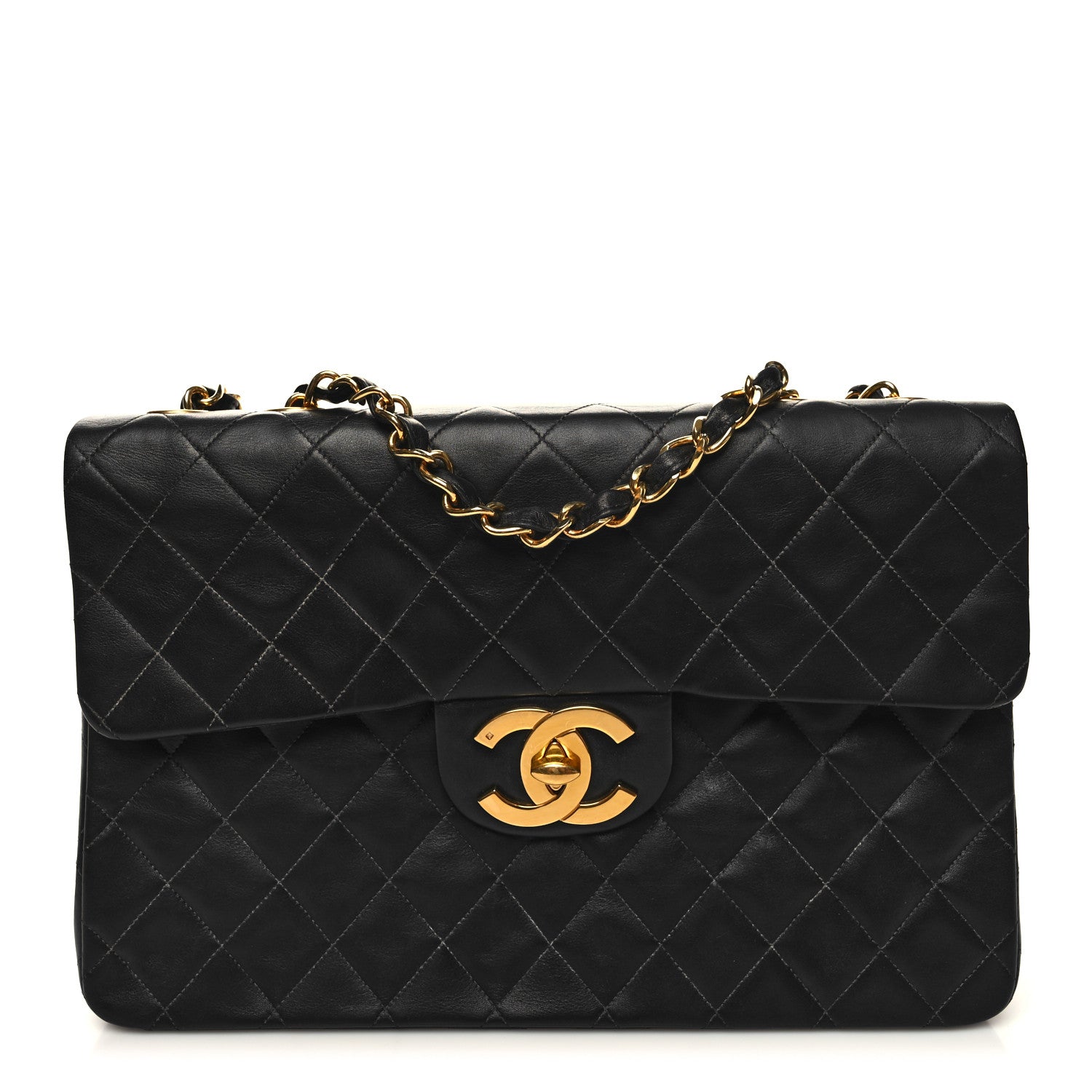 Chanel Lambskin Quilted XL Jumbo Single Flap Black 1 of 10