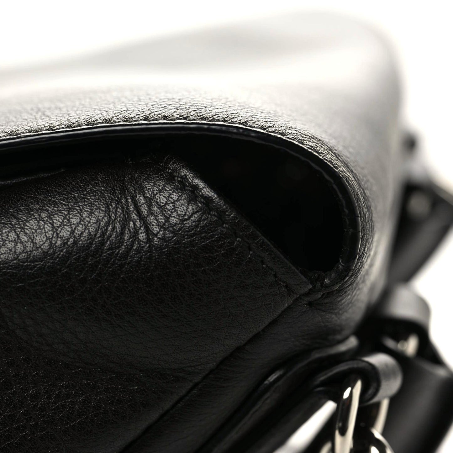 Grained Calfskin Medium Pandora Pure Flap Bag Black