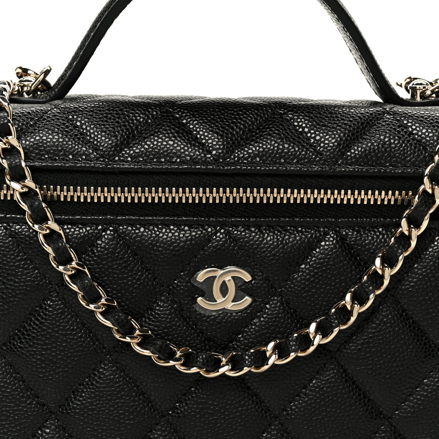 Chanel Caviar Quilted Top Handle Slim Vanity With Chain Black 8 of 11