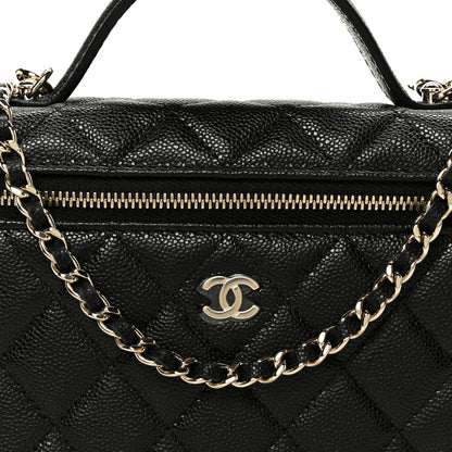 Chanel Caviar Quilted Top Handle Slim Vanity With Chain Black 8 of 11