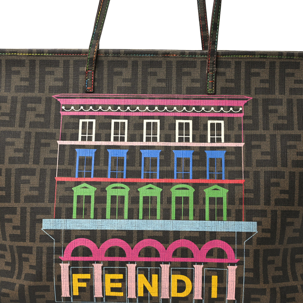 Fendi Zucca Spalmati Print Large Roll Tote Tobacco Multicolor 9 of 11