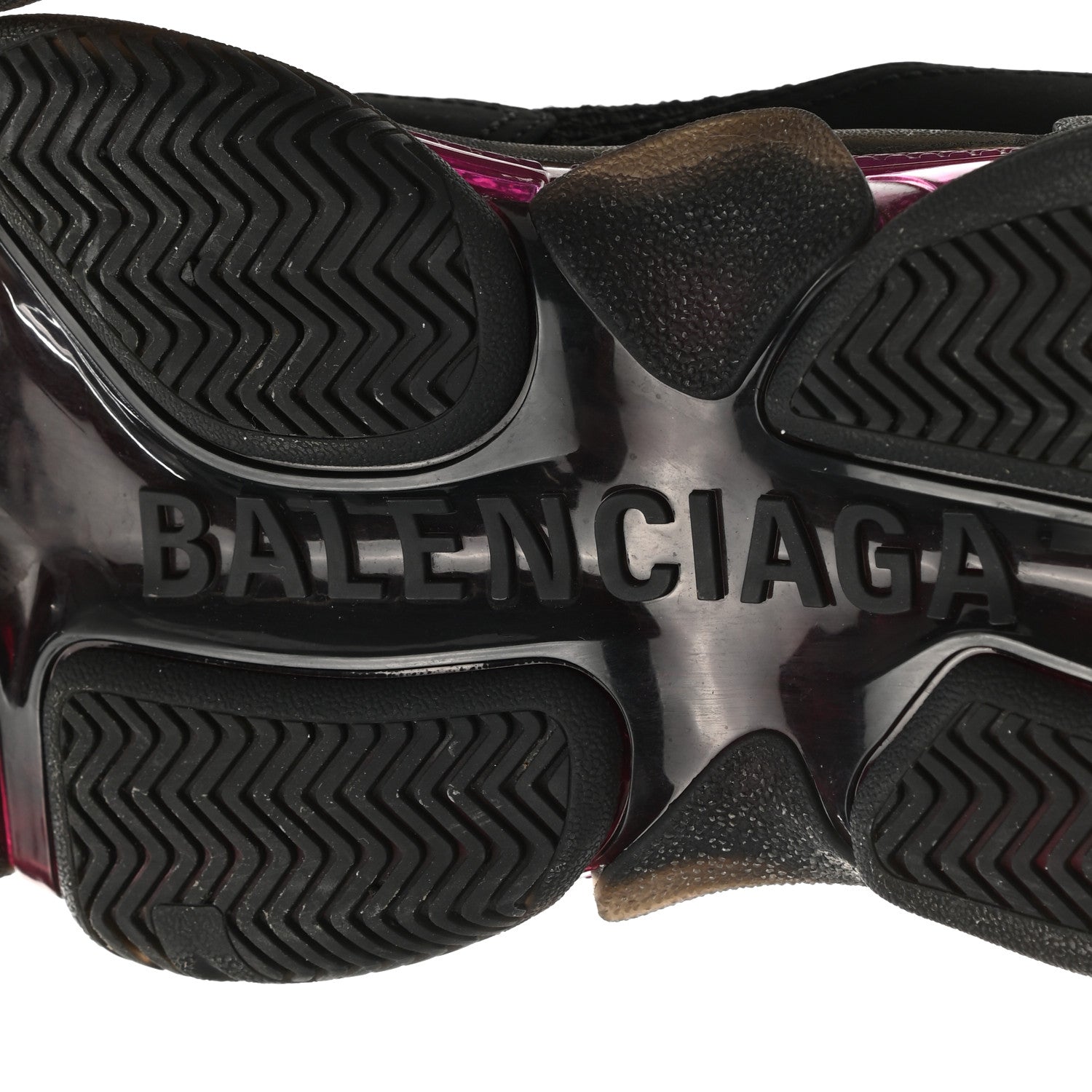 Balenciaga Fabric Mesh Clear Sole Womens Triple S Sneakers 38 Black Pink Neon 6 of 11