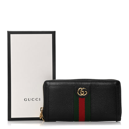 Gucci Calfskin Web Ophidia Zip Around Wallet Black 9 of 9