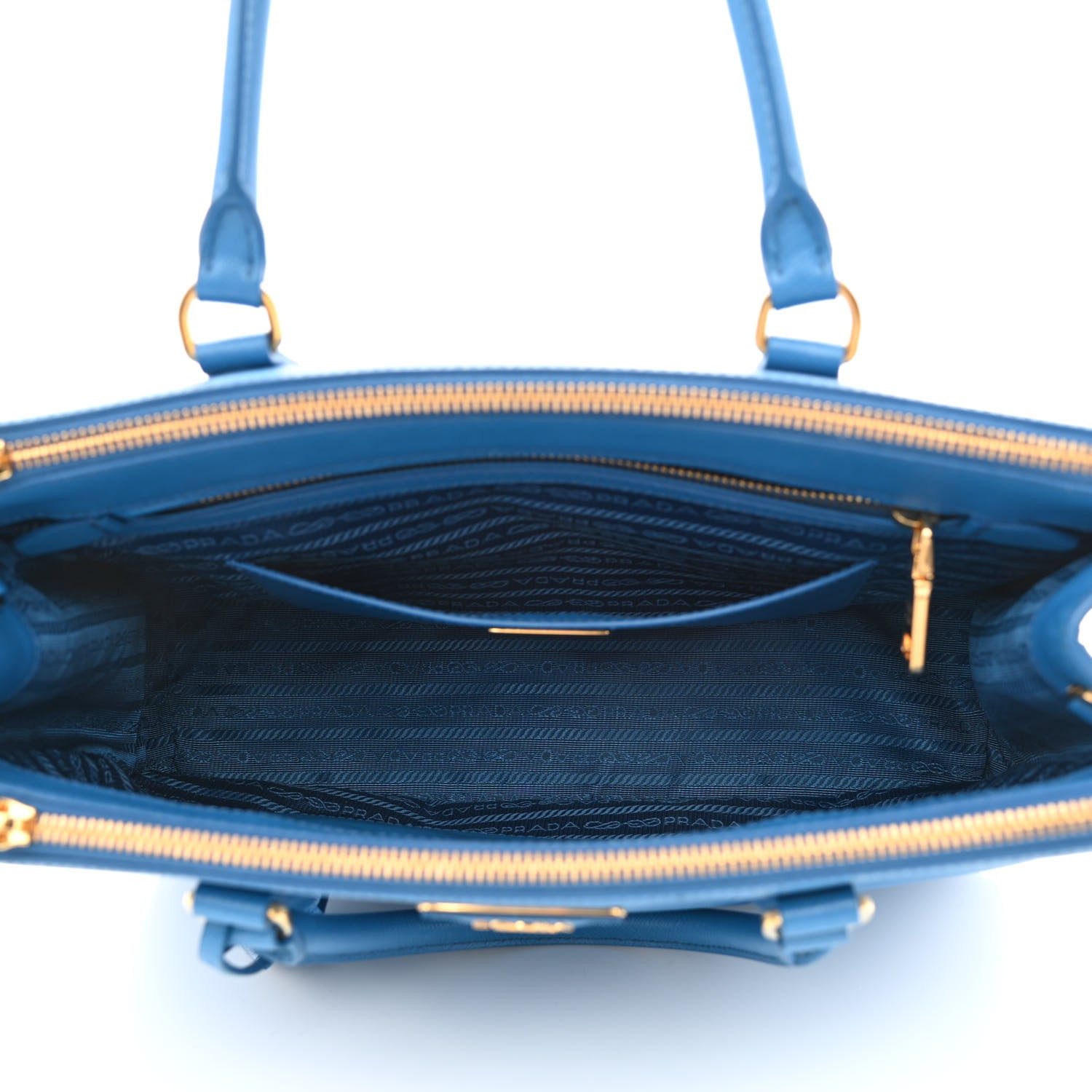Prada Saffiano Medium Galleria Double Zip Tote Sea Blue 5 of 10