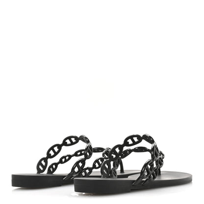 Hermes Rubber Chaine d'Ancre Island Sandals 36 Black 5 of 9