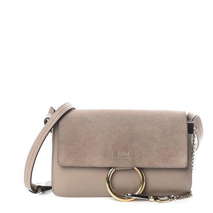 Chloe Suede Calfskin Small Faye Shoulder Bag Motty Grey 1 of 7