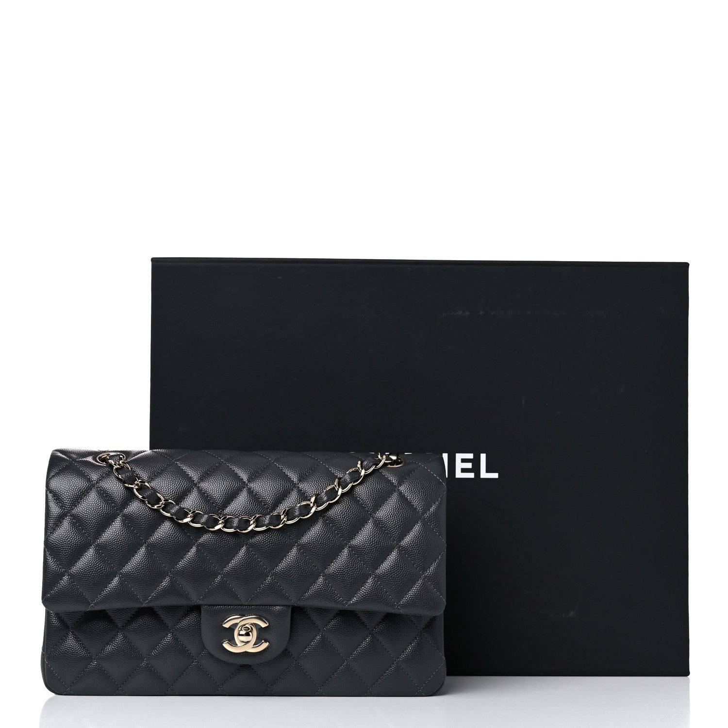 Chanel Caviar Quilted Medium Double Flap Dark Grey 10 of 10