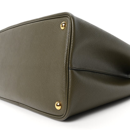 Prada Saffiano Cuir Large Double Bag Militaire 9 of 9