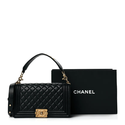 Chanel Calfskin Medium Boy Logo Top Handle Flap Black 11 of 11