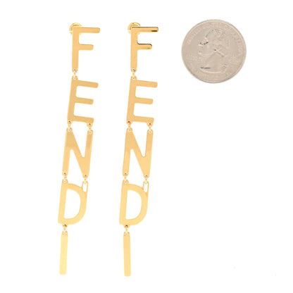 Fendi Metal Signature Earrings Gold 2 of 5