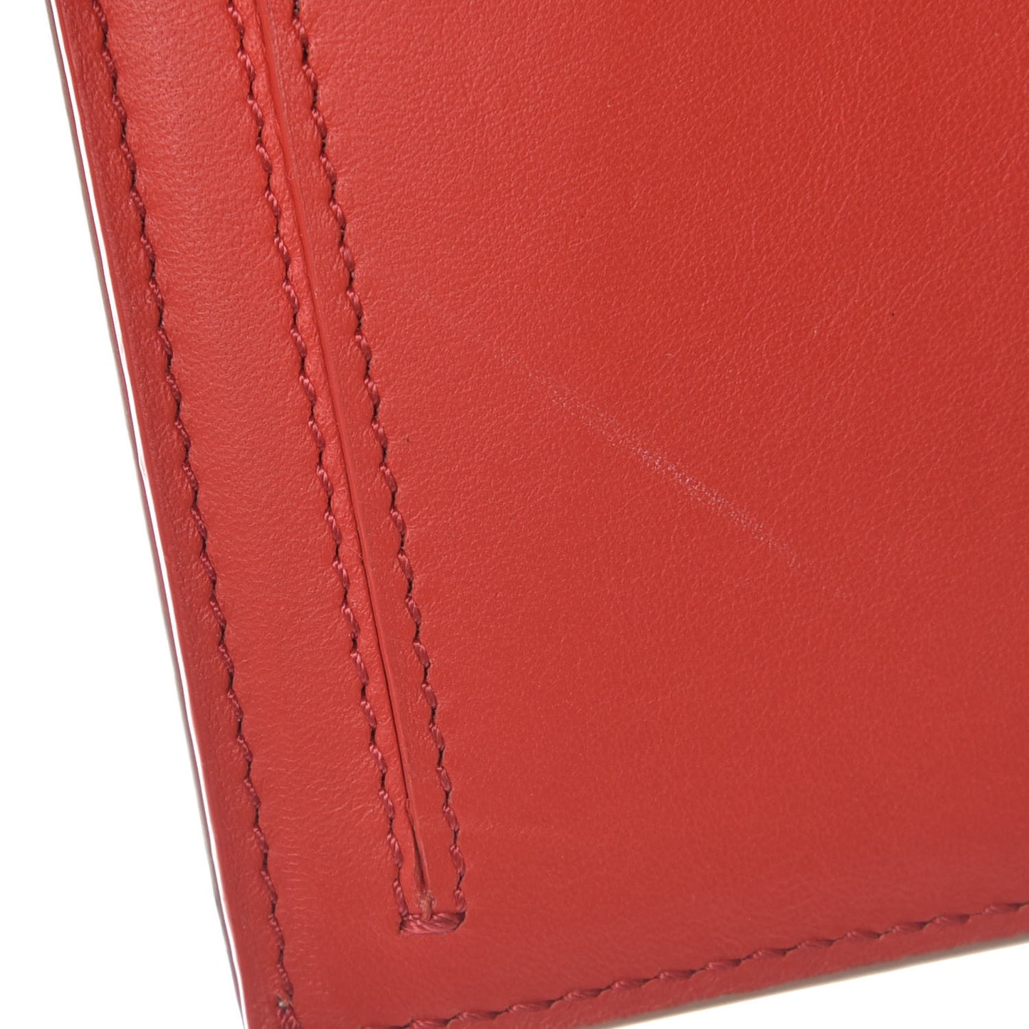 Grained Calfskin Medium Multifunction Strap Wallet Pop Red Chalk