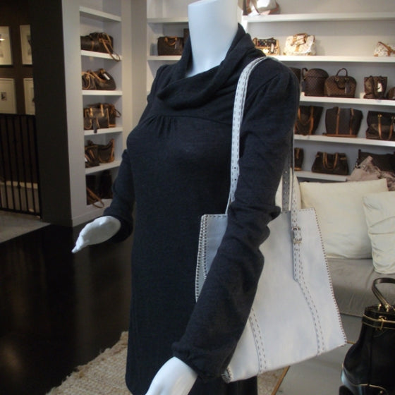 Fendi Calfskin Romano Selleria Tote White 2 of 10