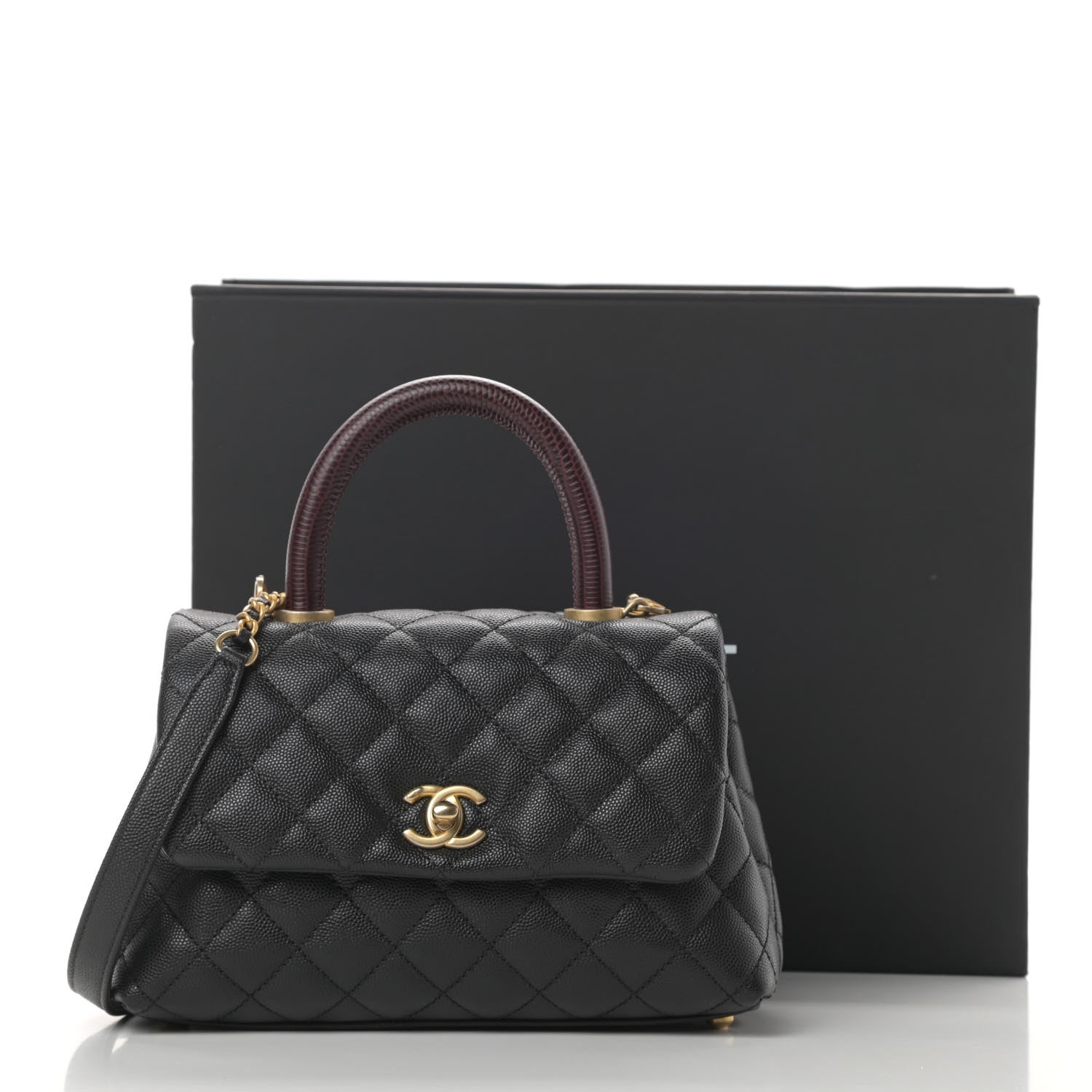 Chanel Caviar Lizard Embossed Quilted Mini Coco Handle Flap Black 11 of 11