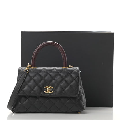 Chanel Caviar Lizard Embossed Quilted Mini Coco Handle Flap Black 11 of 11