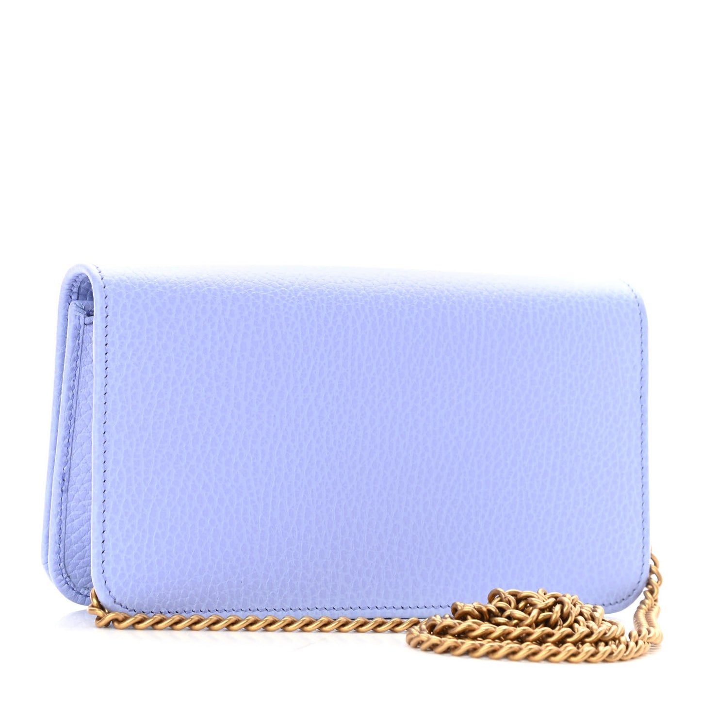 Dollar Calfskin Garden Mystic Cat Chain Wallet Periwinkle