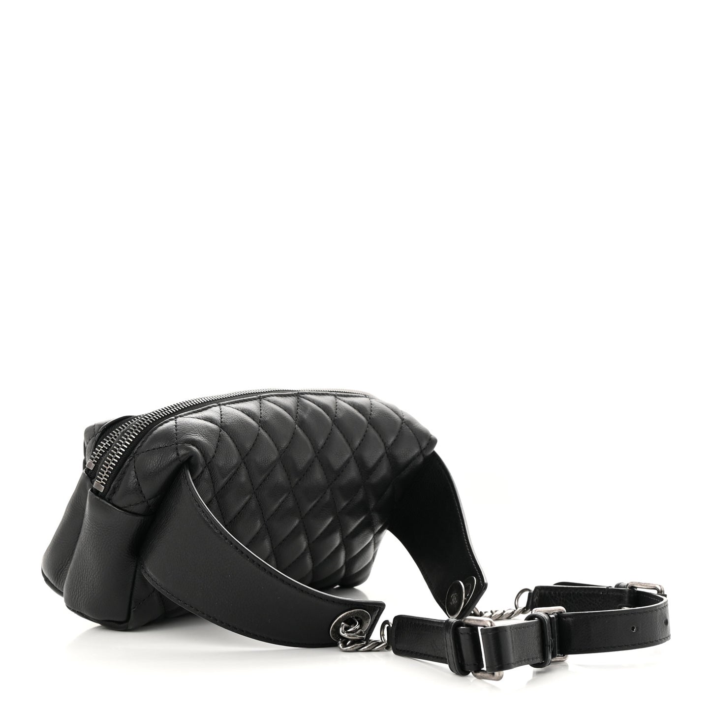 Calfskin Quilted Waist Bag Black