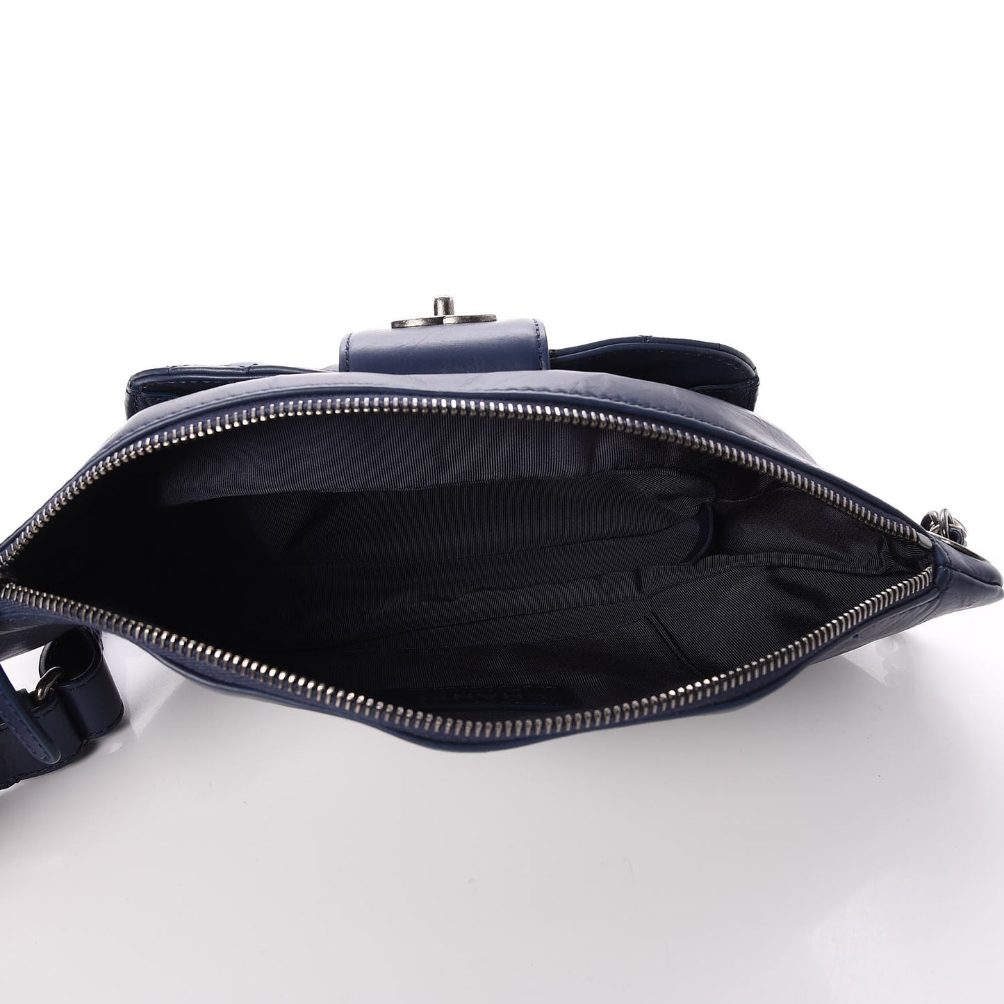 Crumpled Calfskin Quilted Casual Rock Waist Bag Fanny Pack Blue