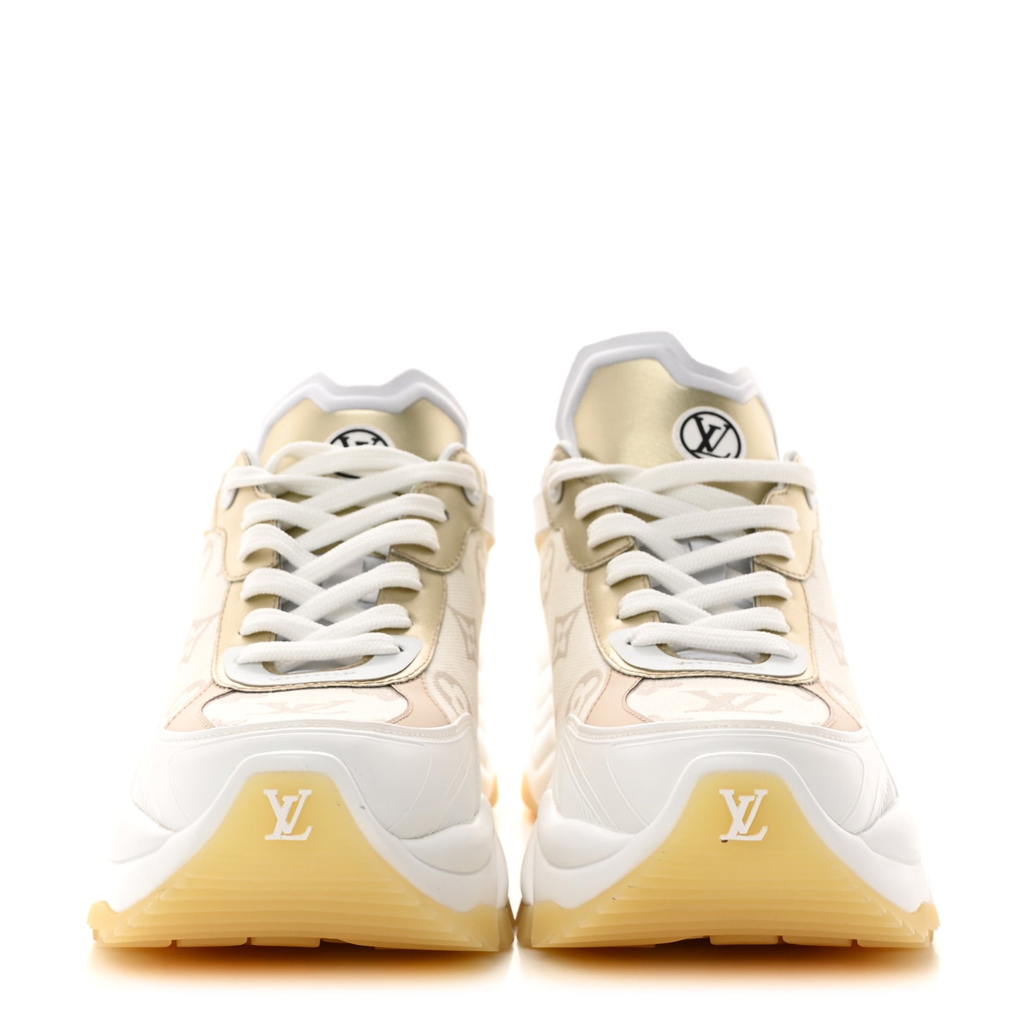 Monogram Calfskin Run 55 Sneakers 39 White Gold