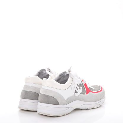 Chanel Suede Calfskin CC Sneakers 40 White Grey Pink 4 of 9