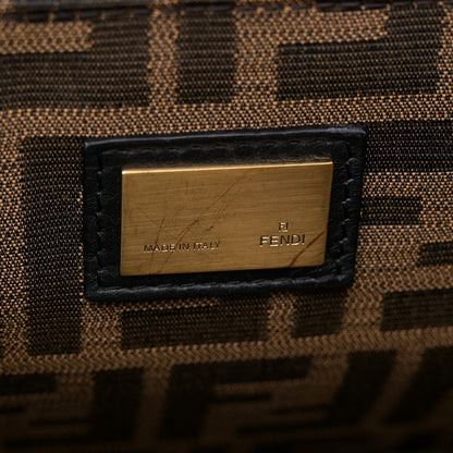 Fendi Goatskin Zucca Large Peekaboo Iconic Satchel Black Tobacco 6 of 9