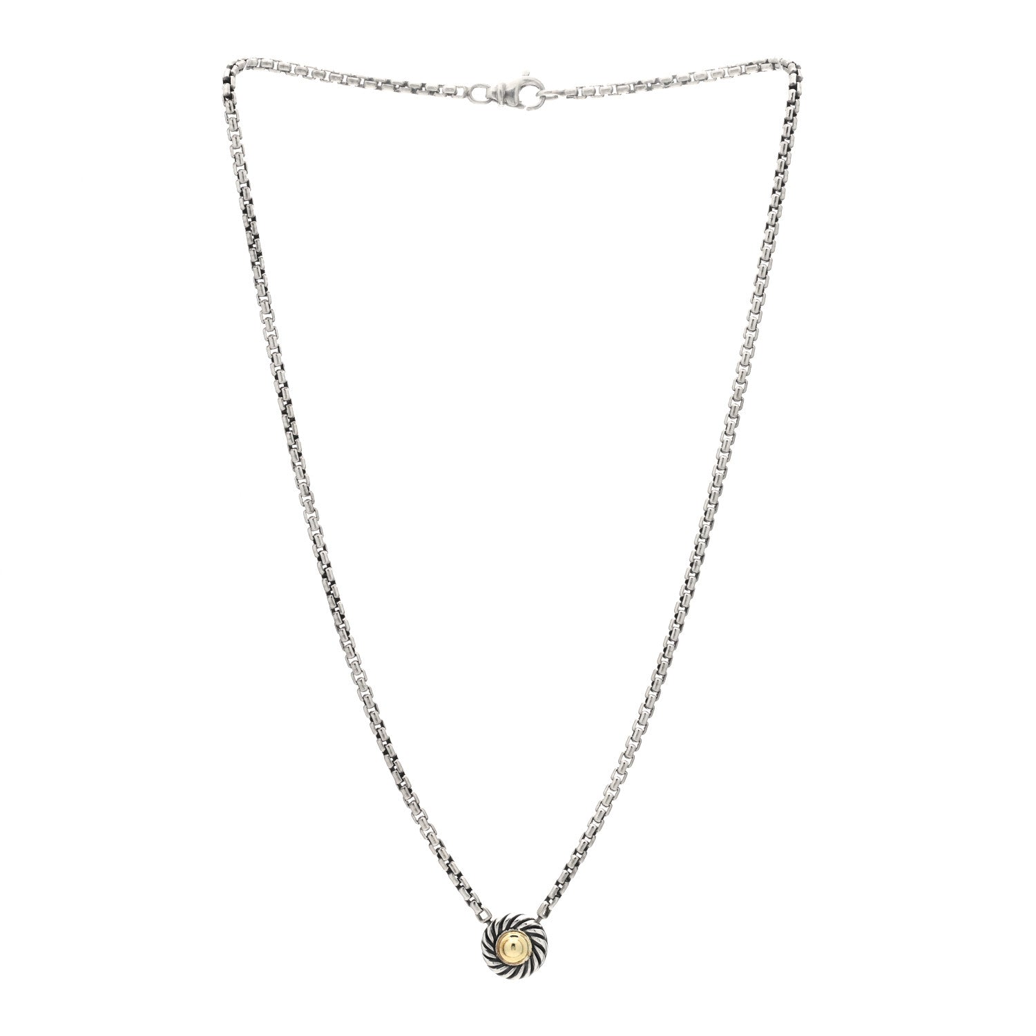 David Yurman Sterling Silver 14K Yellow Gold Cookie Pendant Necklace 2 of 4