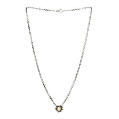 David Yurman Sterling Silver 14K Yellow Gold Cookie Pendant Necklace 2 of 4