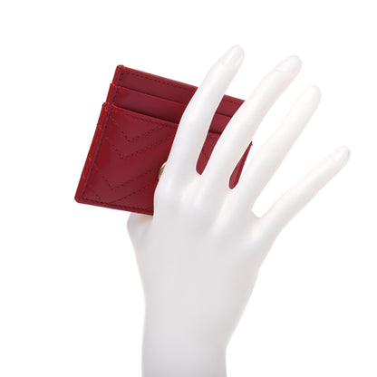 Gucci Calfskin Matelasse GG Marmont Card Holder Hibiscus Red 2 of 13