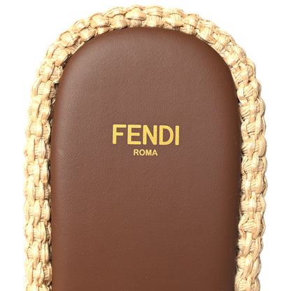 Fendi Raffia Womens FF Sunshine Flatform Slide Sandals 38.5 Beige 9 of 9