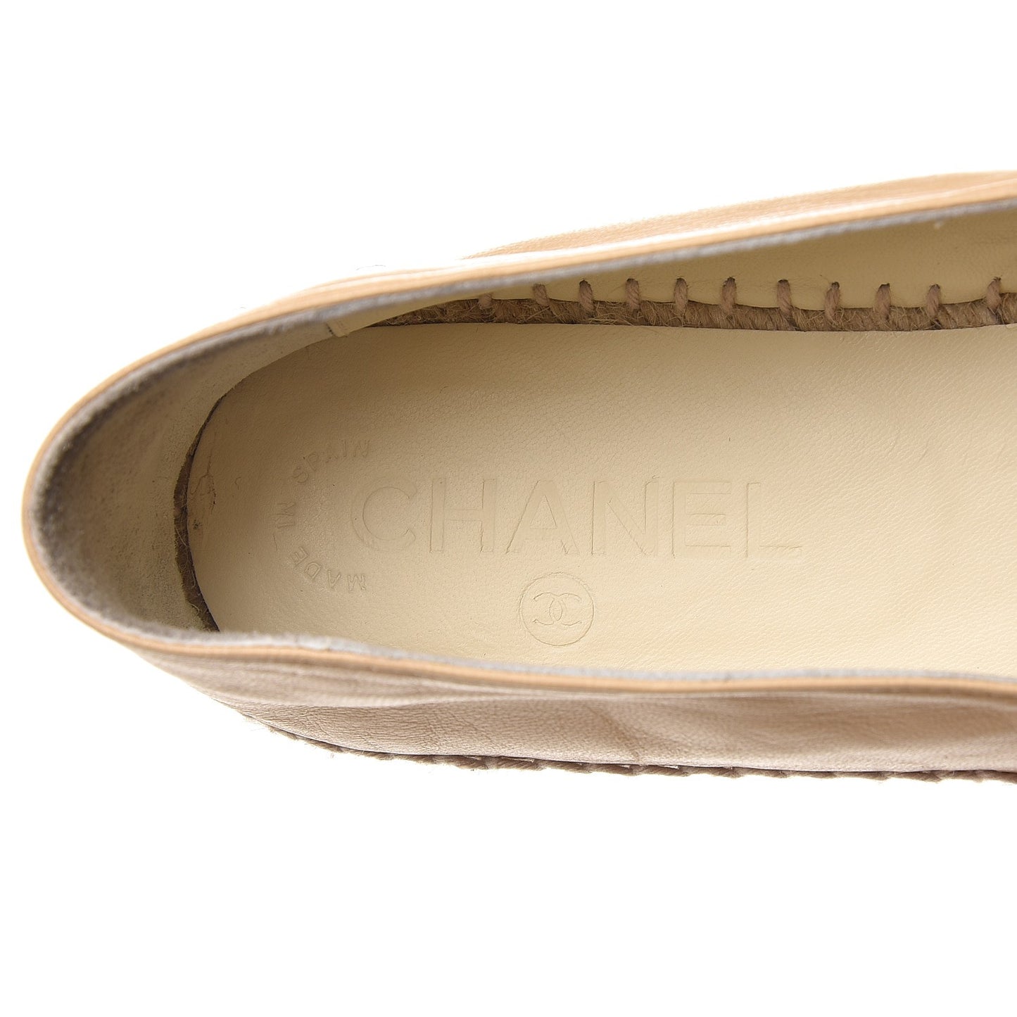 Lambskin CC Espadrilles 37 Beige Black
