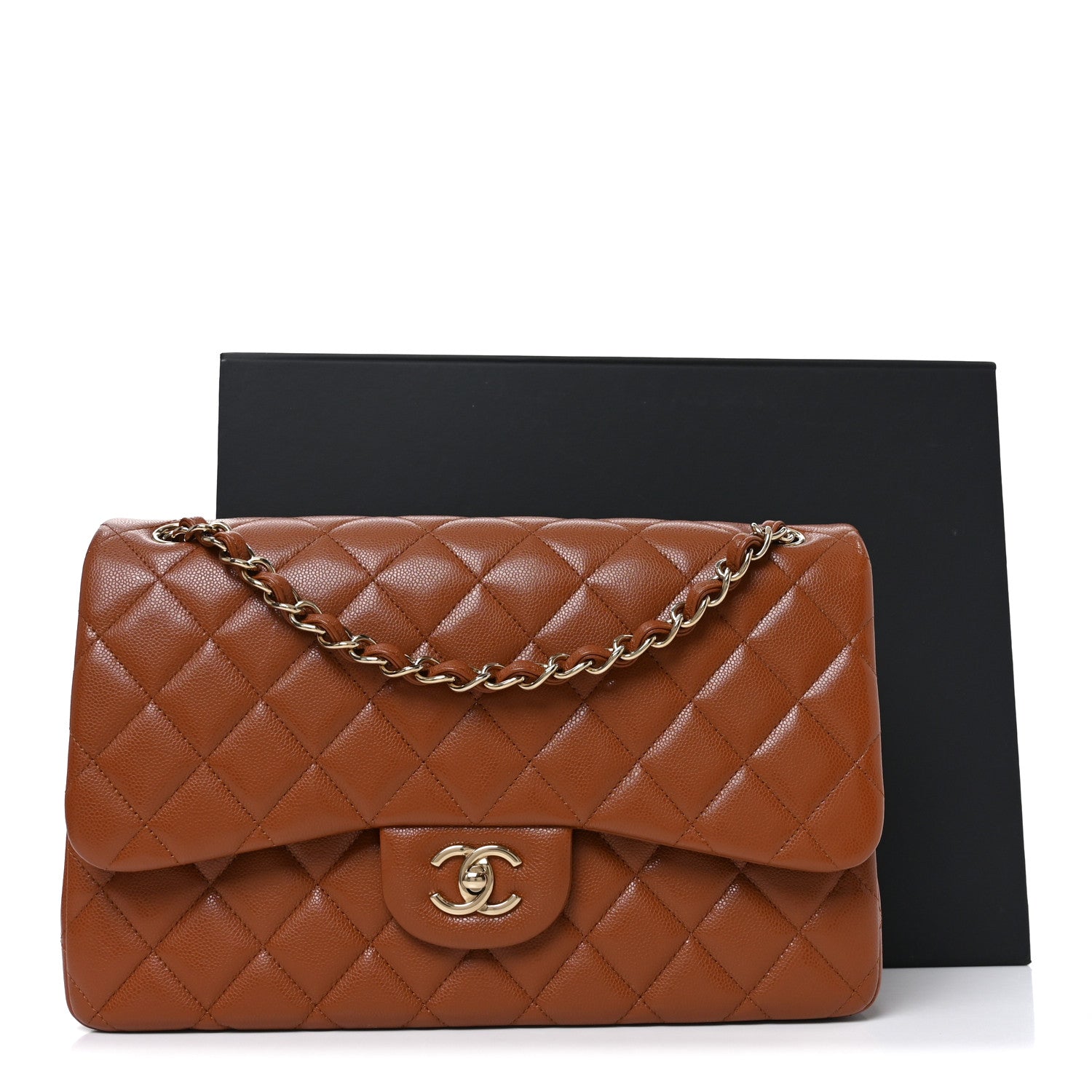 Chanel Caviar Quilted Jumbo Double Flap Light Brown 11 of 11